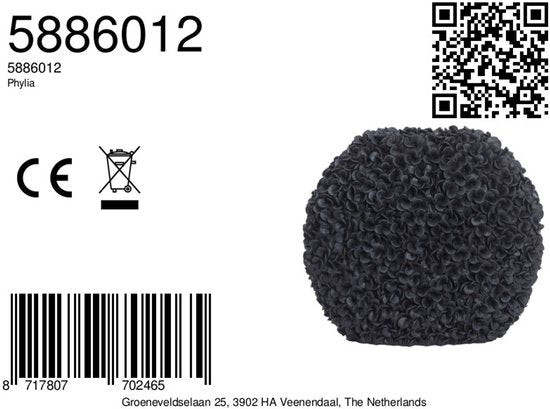 Light & Living Vase Phylia - Noir - 52x23x46.5cm - Plastique - Moderne - Vase à fleurs - Décoration intérieure - Vase décoratif pour le salon ou la chambre à coucher