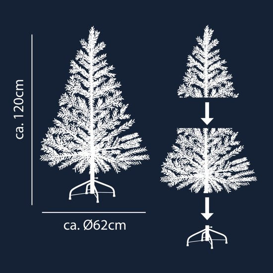Arti Casa Artificial Christmas Tree 120 cm - Arbre de Noël avec support - Arbre d'intérieur Ø62 cm - Vert