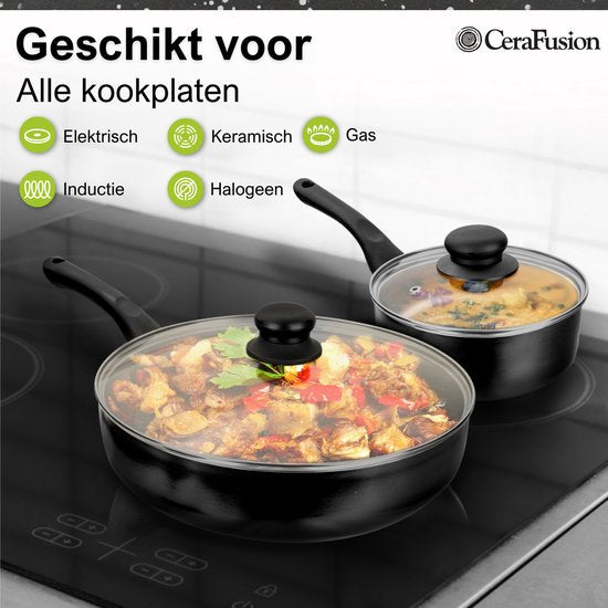 CeraFusion Ceramic Pans Set 10-piece - Set with Frying Pans, Saucepan, Cooking Pots - Induction Pans - Pansets Aluminium
