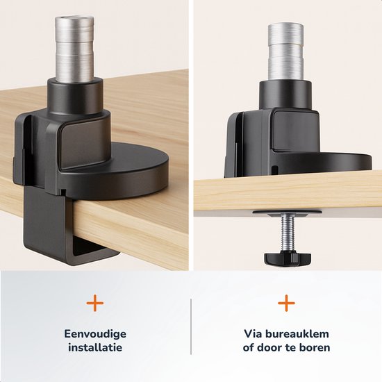 Skoov Bras pour écran avec vérin à gaz - Pour 13 à 57 pouces - Capacité de charge de 27KG - Ecran large - Support pour 1 écran - Moniteur - Support - Support - Extra stable - Noir