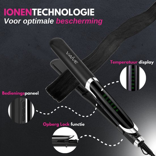 VAIVE Lisseurs - 2 en 1 - Lisser et Boucler - Céramique - 60ºC - 230ºC - Fer à friser