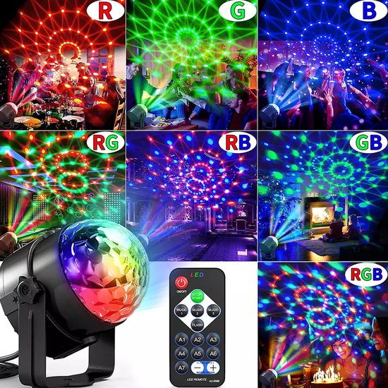 Denver Rotating Disco Light - LED - Discoball - Contrôlé par la musique - Télécommande - Adultes / Enfants - LDB318