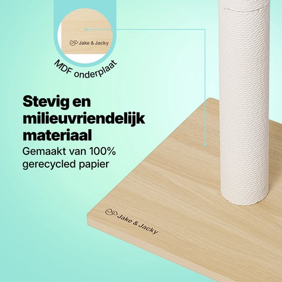 Jake and Jacky Scratching Post Wood - Griffoir en bois pour chats - avec corde en papier - Meuble à griffer - 80 cm