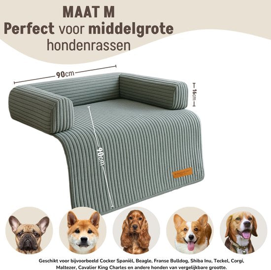 By Cee Cee Original Dog Rug Bench - Panier pour chien - Premium - Entièrement zippé - Tissu côtelé - Gris foncé - 90x90 - Taille M
