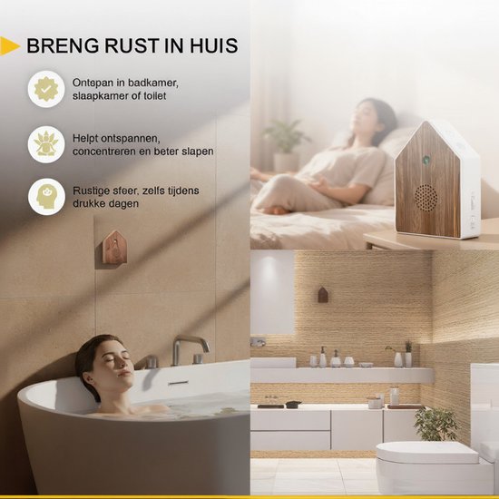 UPLY Maison d'oiseau avec son - Maison d'oiseau avec capteur - 5 sons naturels pour toilettes/WC - Détecteur de mouvement - Zwitscherbox - Cadeau - Fixation incluse - Blanc - Chêne