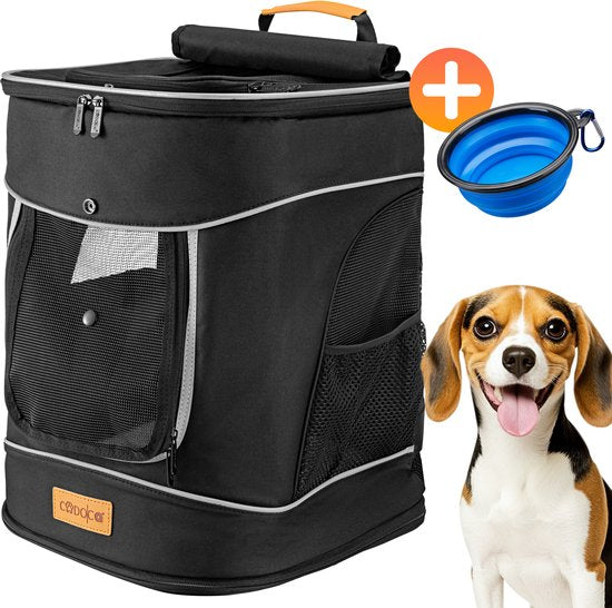Sac à dos Cadoca pour chien - jusqu'à 20kg Réglable 31x30x41cm - Noir