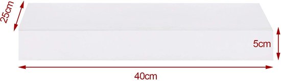 Rootz Wall Regal - Etagère murale - Rangement flottant - Organisateur monté - Rebord décoratif - Présentoir - Blanc - 40x5x25 cm