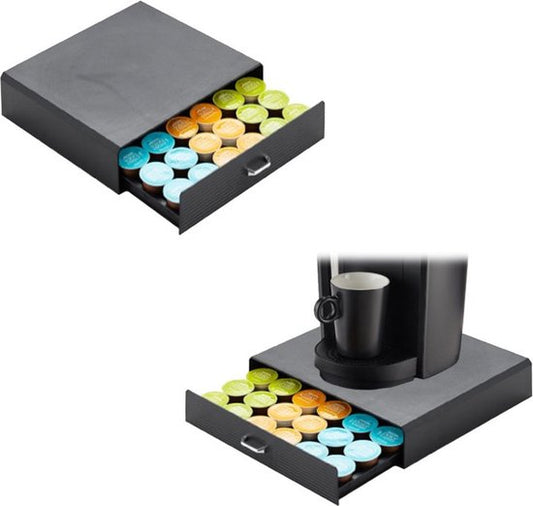 BRASQ Porte-capsules pour capsules Dolce Gusto - Boîte de rangement avec tiroir - 30 tasses - Porte-tasses à café Noir