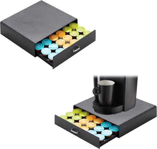 BRASQ Porte-capsules pour capsules Dolce Gusto - Boîte de rangement avec tiroir - 30 tasses - Porte-tasses à café Noir