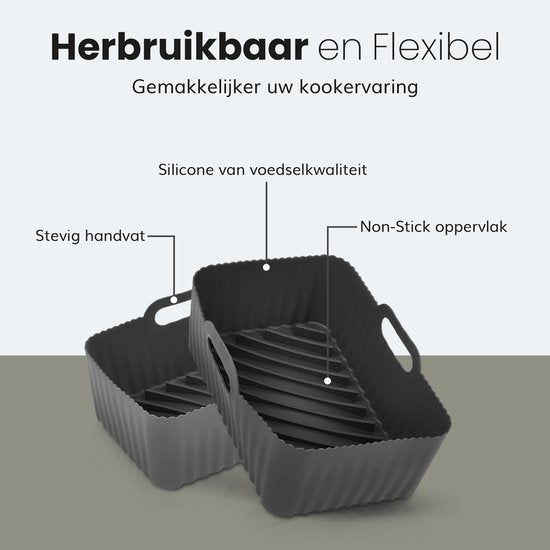 Plateaux en silicone pour friteuse - 2 pièces - Friteuse à air chaud - Accessoires - Papier sulfurisé - Convient à XXL Philips, Ninja, Inventum - Panier - Matériau sûr - Luft