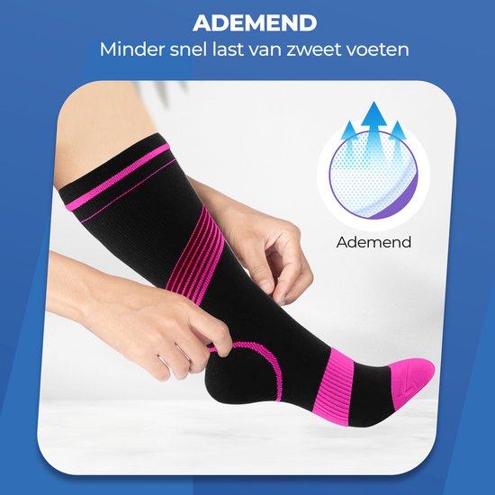 Chaussettes de compression Roegaarden - Chaussettes de compression - Chaussettes de soutien - Taille 40-44 - Rose