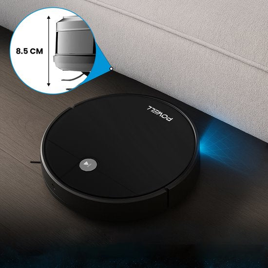 Powell Robot Aspirateur - Robot Aspirateur avec Fonction Mopping - Robot Aspirateur avec Station de Charge - Robot Aspirateur - Mopping Robot - Noir