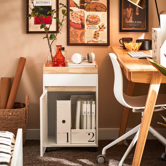 SoBuy ASK03-W Armoire à imprimante - Conteneur de bureau blanc à roulettes