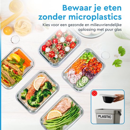 Nord Kitchen Preserving Trays Set - with Glass Steam Lid - Meal Prep Trays - Freezer Trays Full Glass - Airtight - 5 Pieces - 1040 ML