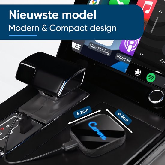 CarMe Premium 2-in-1 CarPlay Dongle - Wireless CarPlay & Android Auto - USB-A & USB-C - Android Auto Dongle - Noir