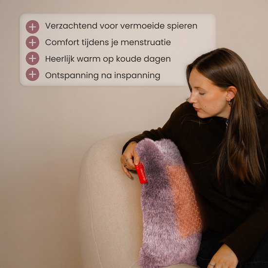 Auronic Heat Pillow - Teddy - 45x45 - Sans fil - Rechargeable - Oreiller électrique - Infrarouge - Rose