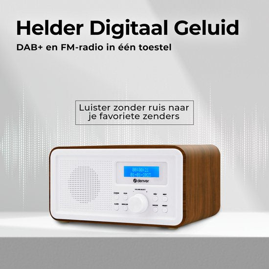 Denver DAB Radio - Retro Radio - FM Radio - Kitchen Radio - Portable Radio - Batteries & Mains - DAB30DW