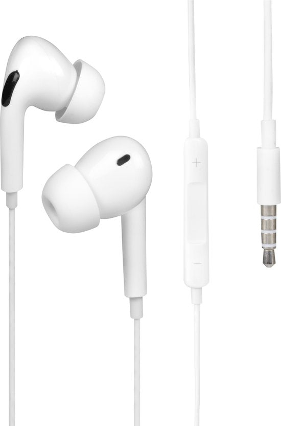 Nuvance - Ecouteurs avec fil - Connexion jack 3,5 mm - Ecouteurs avec fil - Ecouteurs intra-auriculaires avec fil et microphone - Blancs