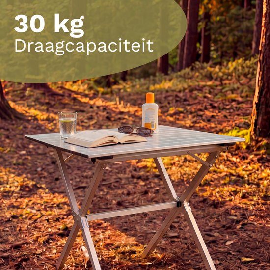 TRVLMORE Table de camping - 80x58x71 cm - Légère avec structure en aluminium - Table pliante réglable - Table de camping - Table pliante - Silver