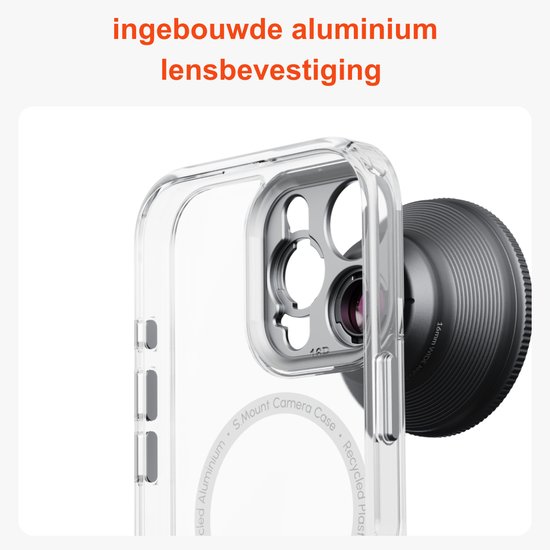 iPhone 16 Pro Camera Case transparent - Fixation rapide de l'objectif - Design cristallin - Compatible MagSafe - Protection contre les chutes de 2M - Matériau recyclé durable - Chargement sans fil