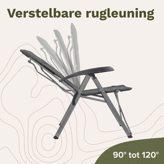 TRVLMORE Chaises de camping de luxe - pliables - 2-Pack - Capacité de charge 150KG - Sac de transport inclus - Chaise pliante - Chaise de camping - Chaise pliante - Gris