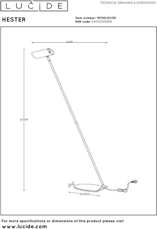 Lucide HESTER - Lampe de lecture - 1xGU10 - Anthracite