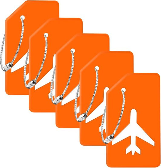 EverNeeds Etiquette de bagage - Silicone - Etiquette de bagage pour valises - Etiquettes de bagage - Orange - 5 pièces