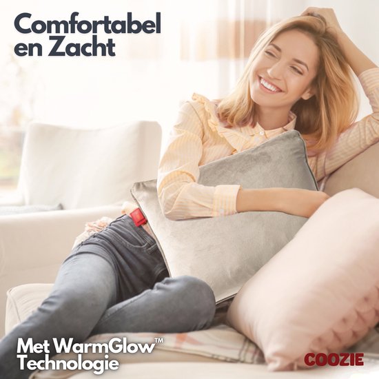 Coozie Heat Pillow Beige Velvet - Rechargeable électriquement - Oreiller chauffant sans fil - 45 x 45 cm