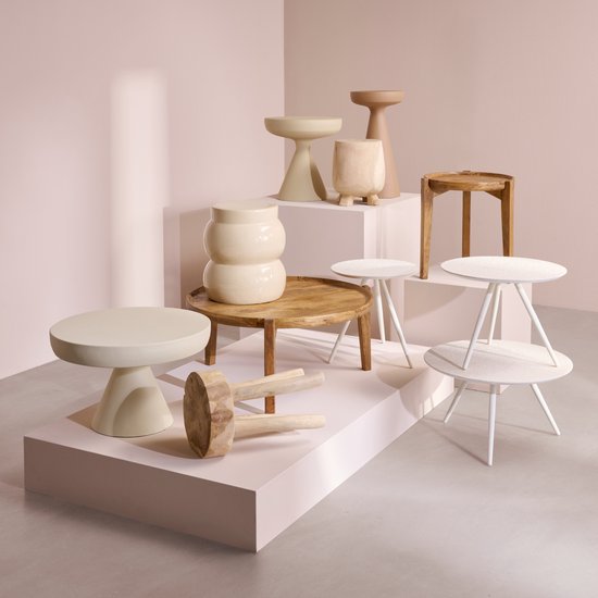 Mica Decorations Table d'appoint Vendi - H40 x Ø35 cm - Céramique - Crème
