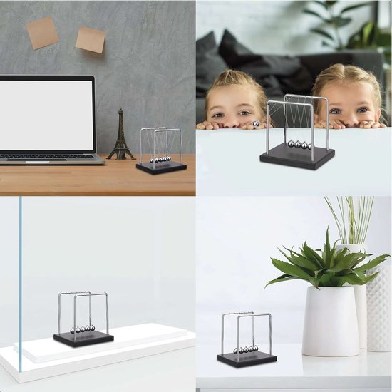 Newton cradle XL - Pendule de Newton de haute qualité - Balles - Bureau - Décoration - Physique - Accessoires - Bureau