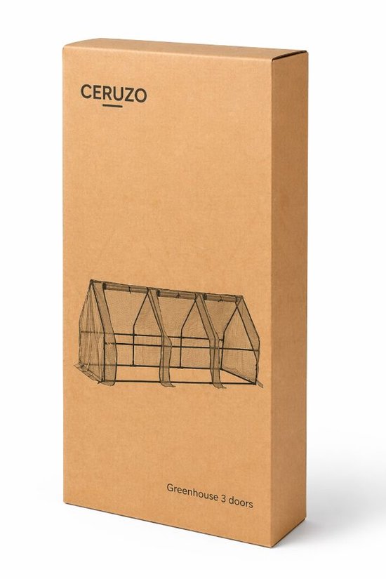 Ceruzo serre 270 cm - Serre à feuilles - 3 portes - Serre - Jardin - 270 x 90 x 90cm