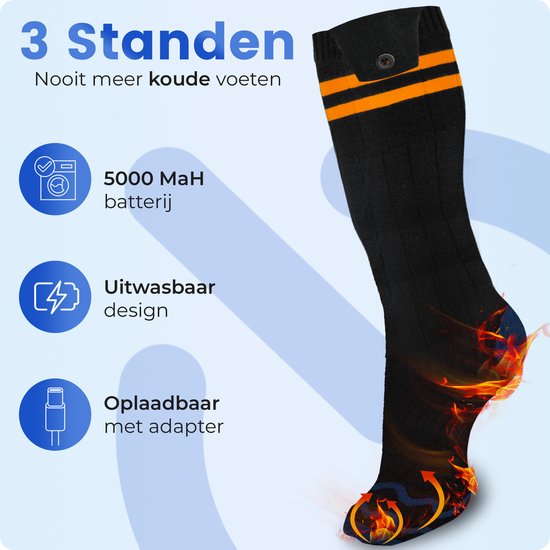 Qualitá Chaussettes chauffantes - Chaussettes électriques - Chaussettes de ski - Chaussettes chauffantes électriques - Chaussettes chauffantes - Taille L - 41-46