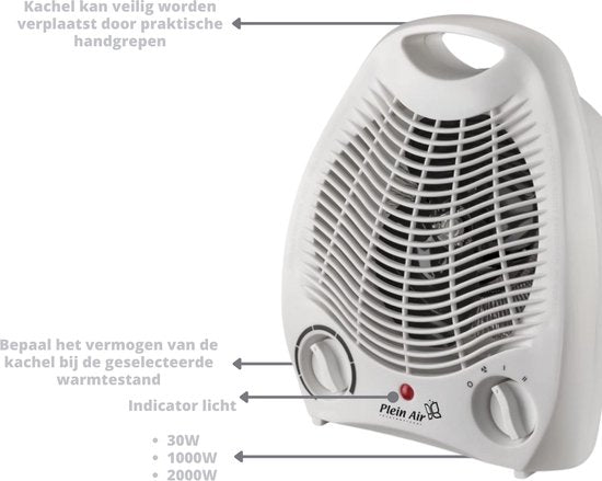 Plein Air Radiateur électrique TV-EC - 2000 W - Blanc - jusqu'à 22m²