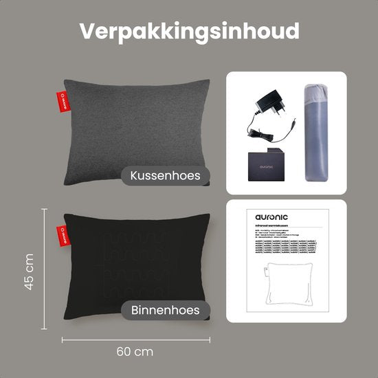 Auronic Heat Cushion - Classic - 45x60 - Sans fil - Rechargeable - Coussin électrique - Infrarouge - Anthracite