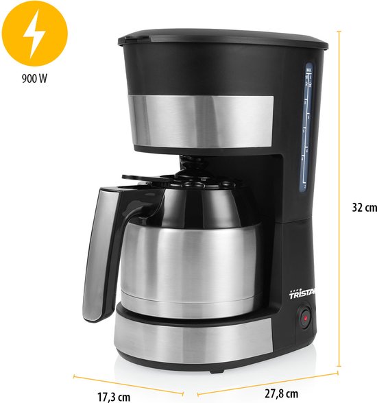 Cafetière à filtre Tristar 900W - CM-1283 - 1 L, 10 tasses - Adaptée au camping - Thermos