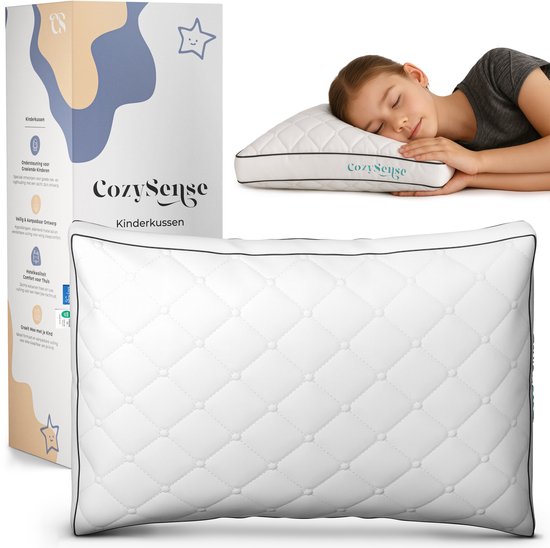 CozySense® Oreiller pour enfant - Oreiller pour enfant - Oreiller pour tout-petit - Ergonomique et ajustable - 100% coton - Hypoallergénique - OEKO-TEX® - 40x55cm - 2-12 ans