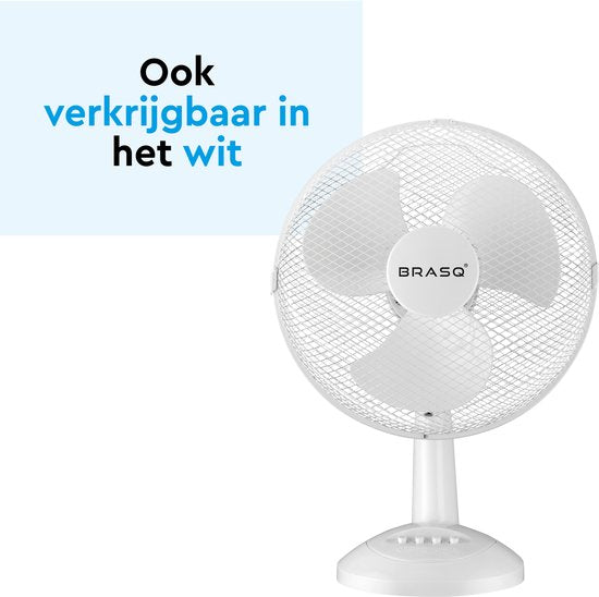 BRASQ Ventilateur de table - 30 cm - Noir - 3 vitesses - Ventilateur de table - 40 watts
