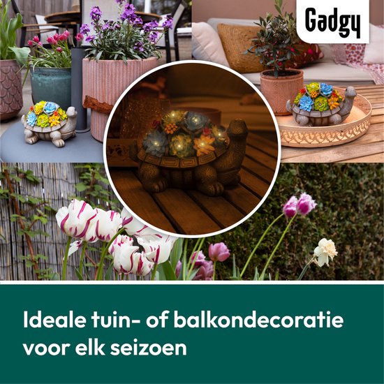 Gadgy Lampe solaire de jardin tortue - Lampe solaire de jardin - Lampe solaire de table - Lampe d'extérieur Statue de jardin - Lanterne de jardin avec capteur jour/nuit - Eclairage pour l'extérieur - Lanterne de jardin