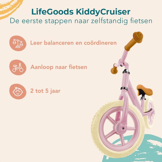 LifeGoods Vélo d'équilibre - 2-5 ans - Garçons et filles - Vélo d'équilibre - Rose