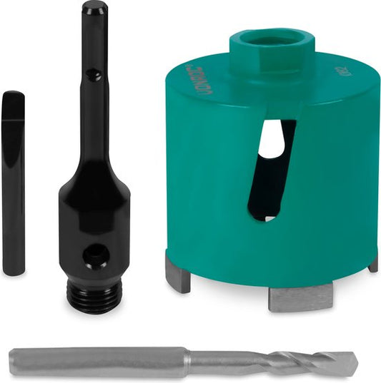 VONROC Foret diamanté SDS-Plus - 82mm - Universel - Incluant foret diamanté, foret central, goupille d'extrusion et adaptateur SDS-plus