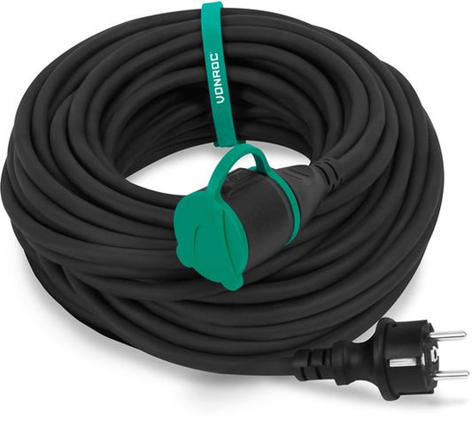 VONROC PRO Câble d'extension 25m - IP44 - Câble néoprène H07RN-F 3x1,5 mm² - Avec attache de câble (câble d'extension)