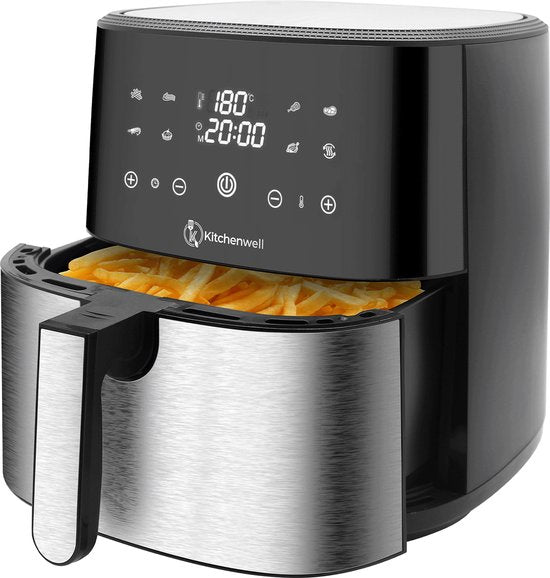 Kitchenwell AirFryer - Friteuse à air chaud - Capacité 8L - 80-200℃ - Minuteur - 1800W - Noir