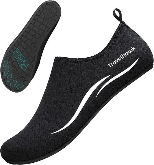 Travelhawk Water Shoes - For Adults - Unisex - Anti-slip Swimming Shoes Ladies and Men - Black - Size 42/43