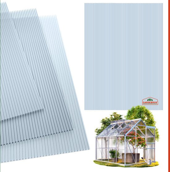 Lot de 14 feuilles flexibles en polycarbonate 4 mm - Gardebruk – 60,5 x 121 cm – Double paroi anti-UV et choc – 10,25 m²