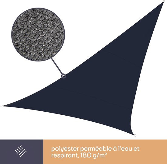 Perel Toile d'ombrage, perméable à l'eau, perméable à l'air, 3,6 x 3,6 x 3,6 m, 180 g/m², HDPE, triangle, gris foncé