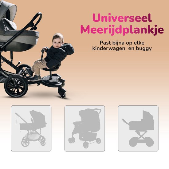 HeppieBabie Universal Riding Board Deluxe - avec siège - pour poussette - Buggy Board - avec livre d'école