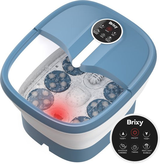 Brixy Bain de pieds à massage automatique - Appareil de massage des pieds - Bain de pieds électrique - Pliable - Chauffe jusqu'à 48°C - 14L