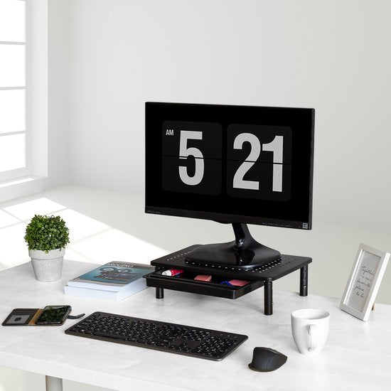 Auronic Monitor Stand - Rehausseur de moniteur - Rehausseur d'écran - Réglable - 37 x 23,5 x 10 cm - Métal - Noir