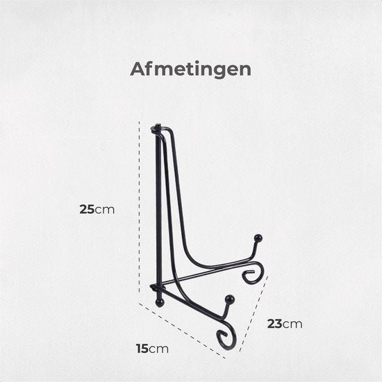 Support d'assiettes Luft - 2 packs - Assiettes et livres - Présentoir - Standard - Support - Support - Rack - Cintre - Assiettes décoratives - Livre de cuisine - Noir - Métal