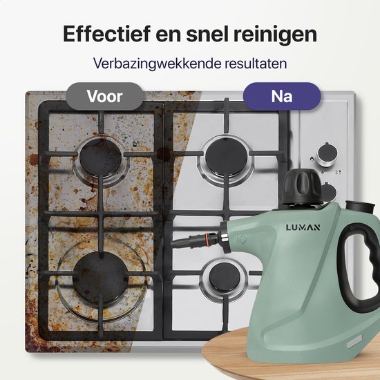 Nettoyeur vapeur portatif - Luman - 1050W - Réservoir 450 ml - Pression 0,26 à 0,32 MPa - Fonction vapeur continue - 16 accessoires - Vert